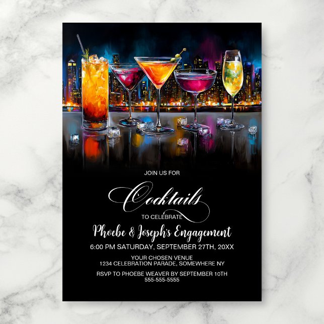Invitación Colorful Cocktails Engagement Party (Subido por el creador)