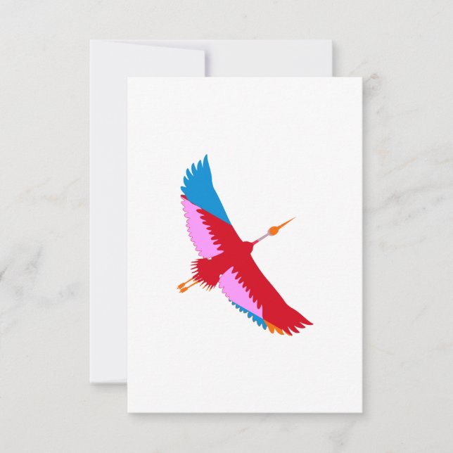 Invitación Colorful Crane Flying (Anverso)