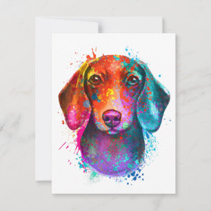 Invitación Colorful Dachshund Dog Art Illustration