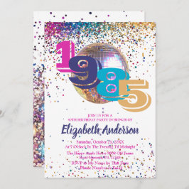Invitación Colorful Disco 1985 40th Birthday Fiesta Customiza