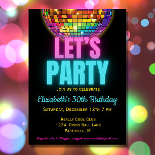 Invitación Colorful Disco Ball