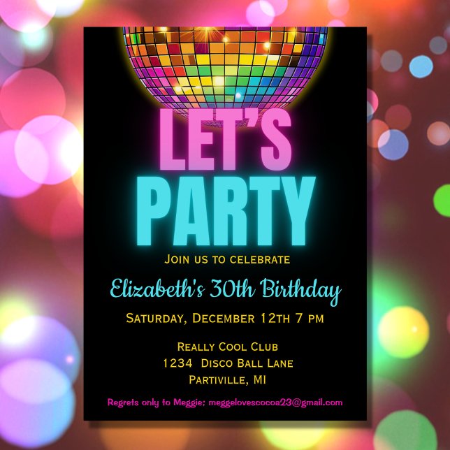 Invitación Colorful Disco Ball (Subido por el creador)