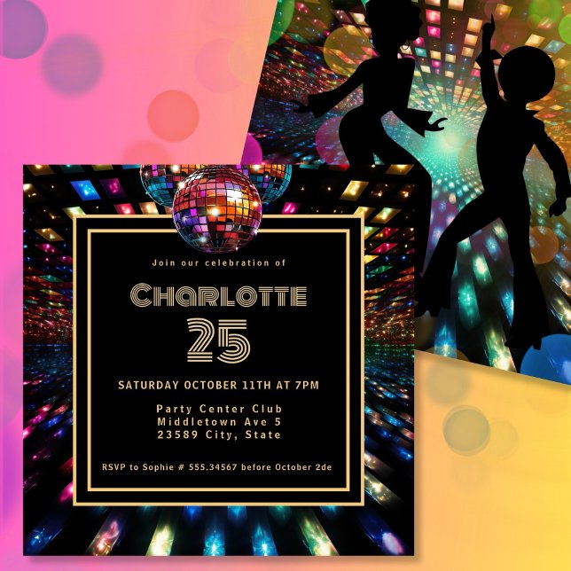 Invitación Colorful Disco Dance 25 cumpleaños (Subido por el creador)