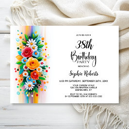Invitación Colorful Floral Birthday Party