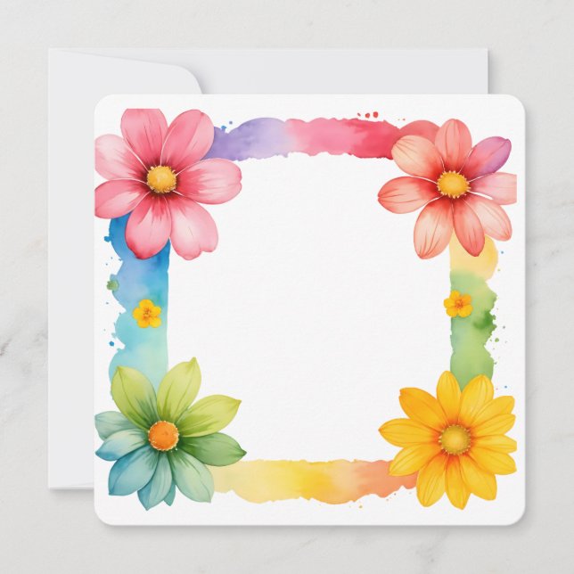 Invitación Colorful Floral Frame Background (Anverso)