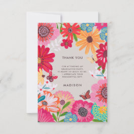 Invitación Colorful Floral Graduation Thank You Card