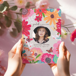 Invitación Colorful Floral Photo Graduation Announcements