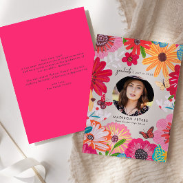 Invitación Colorful Floral Photo Graduation Announcements