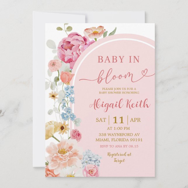Invitación Colorful Floral Spring Baby in Bloom Invitation (Anverso)