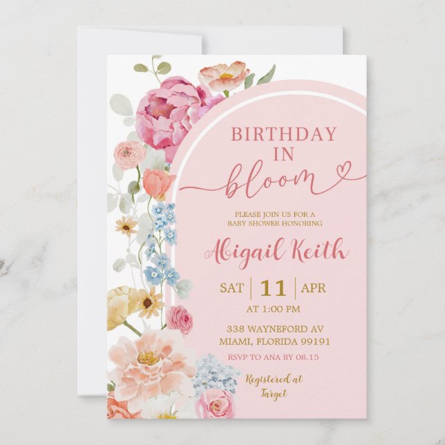 Invitación Colorful Floral Spring Baby in Bloom Invitation (Anverso)