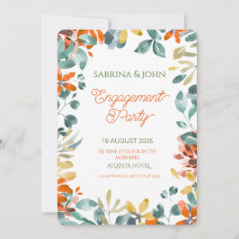 Invitación Colorful Floral Watercolor Engagement Party