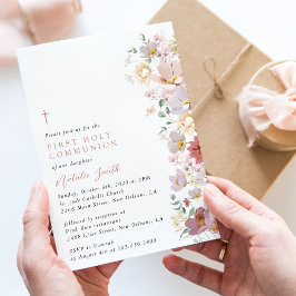 Invitación Colorful Flowers, Wildflowers, First Communion