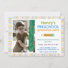 Invitación Colorful Fun Photo Preschool Graduation