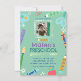 Invitación Colorful Fun Photo Preschool Graduation