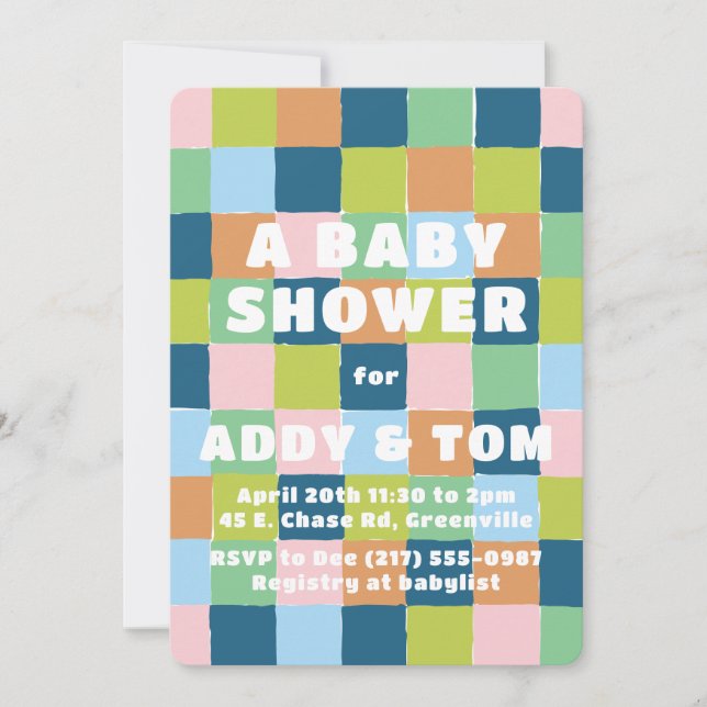Invitación Colorful Fun Sexo Neutral Bloquea Baby Shower (Anverso)