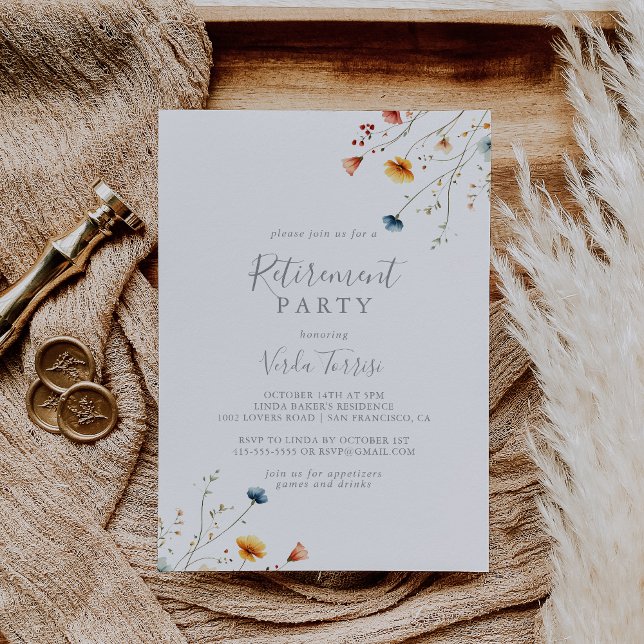 Invitación Colorful Garden Wildflower Retirement Party (Subido por el creador)