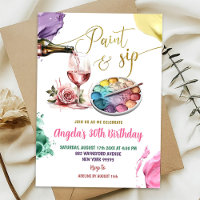 Colorful Gold Paint y Sip Adultos Birthday Party