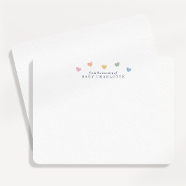Invitación Colorful Hearts Nursery Note Card
