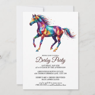 Invitación Colorful Horse Derby Party Invitation