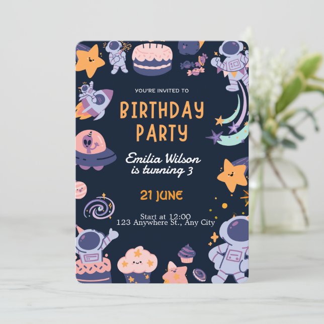 Invitación Colorful Kids Birthday Party Design – Fun  (Anverso de pie)