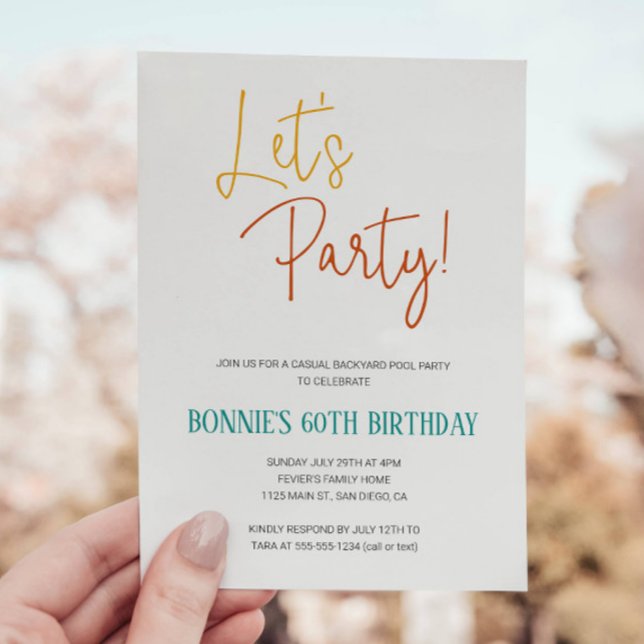 Invitación Colorful Let's Fiesta Casual Backyard Birthday (Subido por el creador)