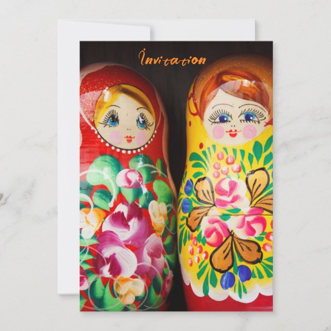 Invitación Colorful Matryoshka Dolls (Anverso)