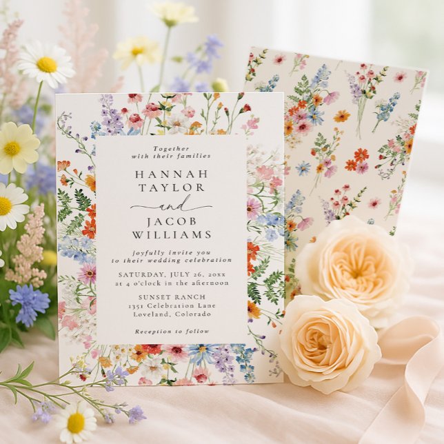 Invitación Colorful Meadow Wildflower Wedding  (Subido por el creador)