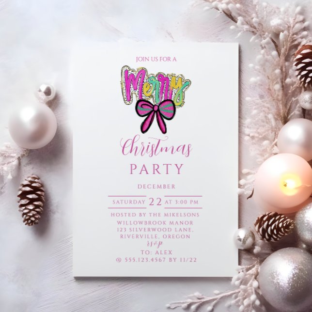 Invitación Colorful Merry Bow Christmas (Subido por el creador)