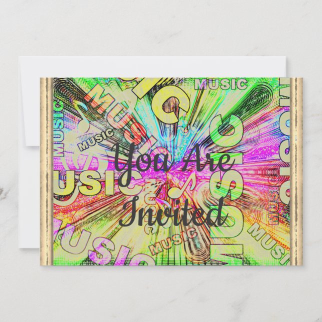 Invitación Colorful Music Notes (Anverso)