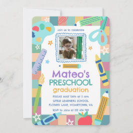 Invitación Colorful Playful Photo Preschool Graduation