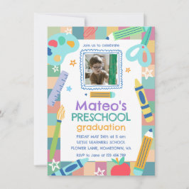 Invitación Colorful Playful Photo Preschool Graduation
