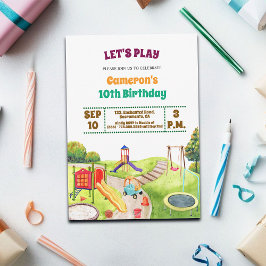 Invitación Colorful Playground Party 10th Birthday Invitation