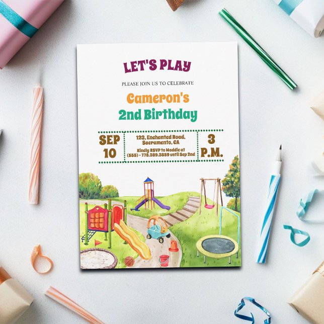 Invitación Colorful Playground Party 2nd Birthday Invitation (Subido por el creador)