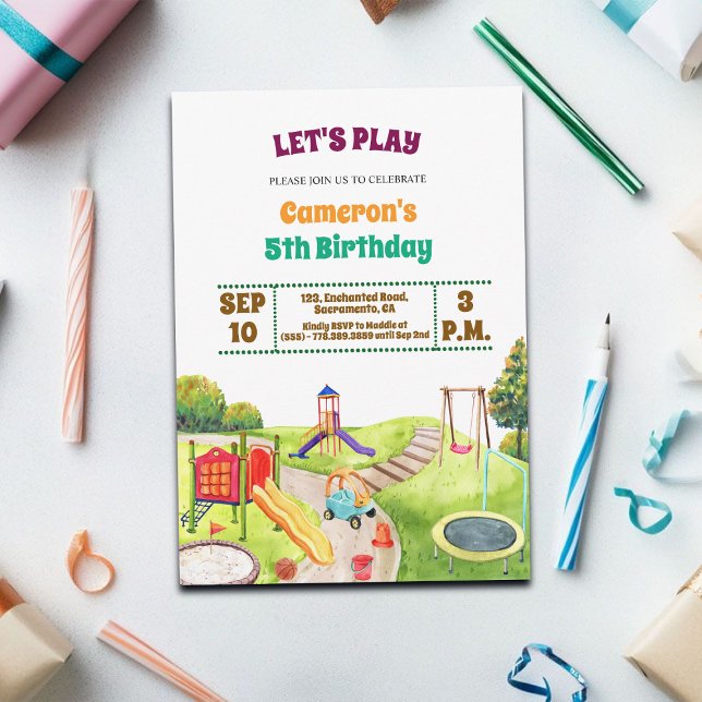 Invitación Colorful Playground Party 5th Birthday Invitation (Subido por el creador)