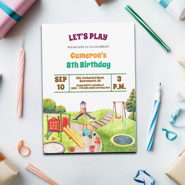 Invitación Colorful Playground Party 8th Birthday Invitation (Subido por el creador)