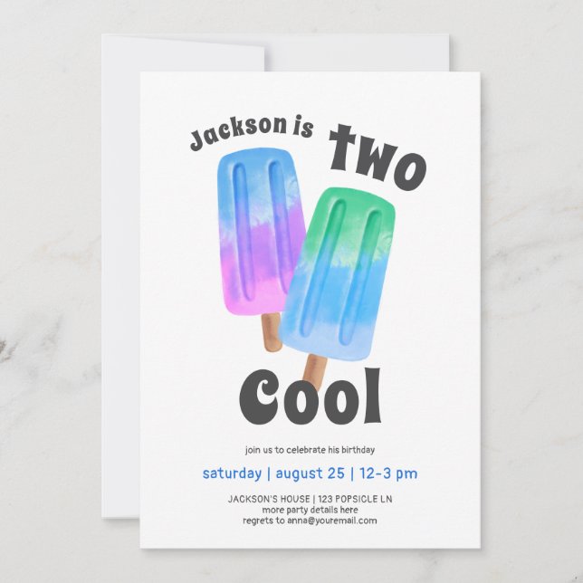 Invitación Colorful Popsicle Boy 2th Birthday (Anverso)