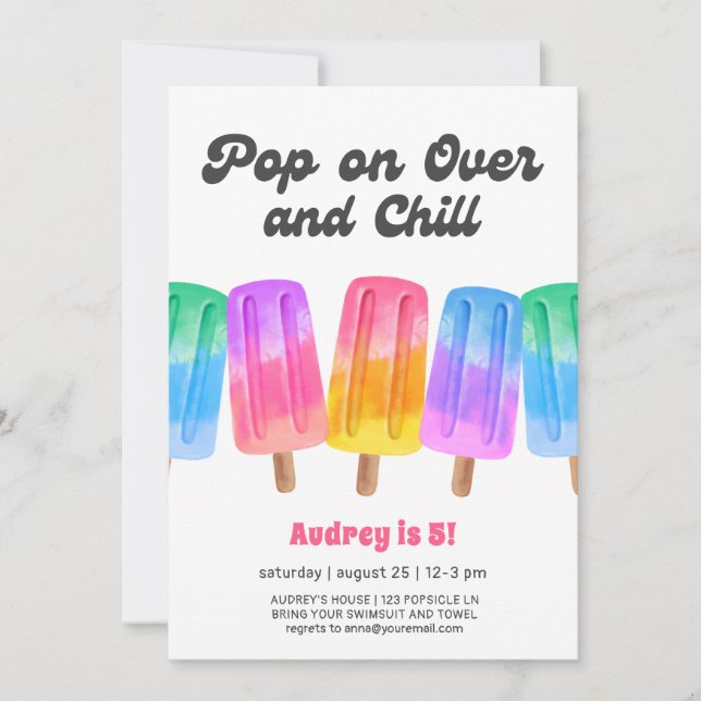 Invitación Colorful Popsicle Summer 5th Birthday (Anverso)