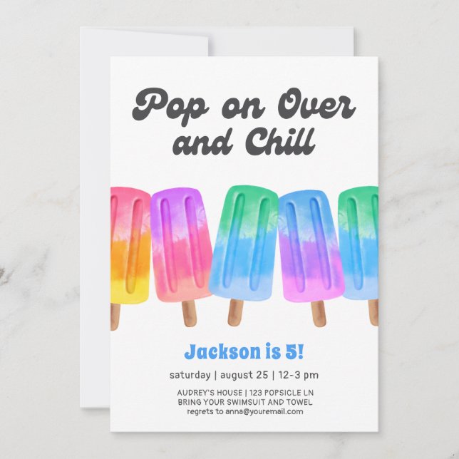 Invitación Colorful Popsicle Summer 5th Birthday (Anverso)