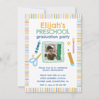 Invitación Colorful Preschool Graduation Party Invitation