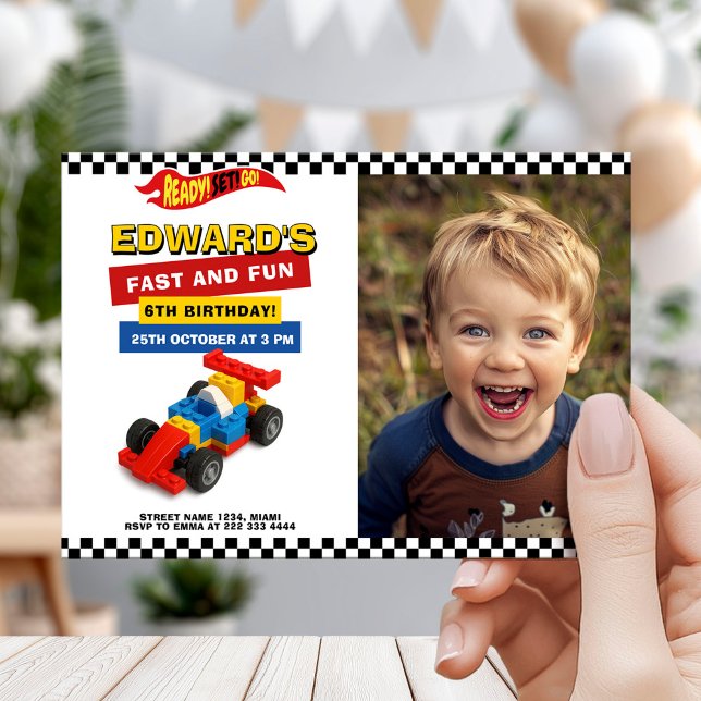 Invitación Colorful Race Car Kids Party (Subido por el creador)