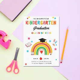Invitación Colorful Rainbow Kindergarten Graduation 