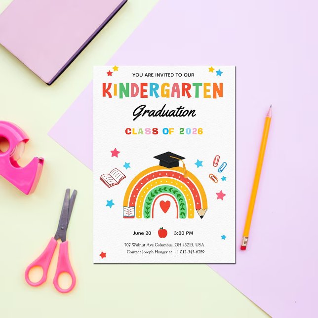 Invitación Colorful Rainbow Kindergarten Graduation  (Subido por el creador)