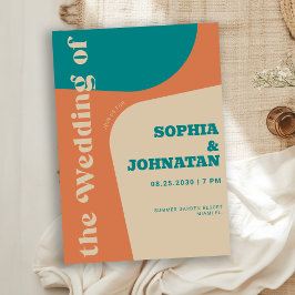 Invitación Colorful retro bold typography wedding