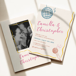 Invitación Colorful Retro Disco Wedding