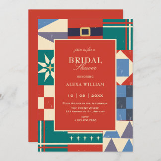 Invitación Colorful retro geometric bridal shower
