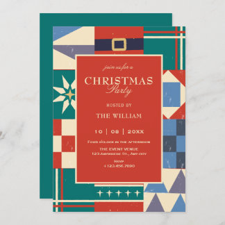 Invitación Colorful retro geometric christmas