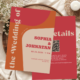 Invitación Colorful retro modern all in one QR RSVP wedding