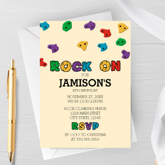 Invitación Colorful Rock Climbing Birthday Invitation