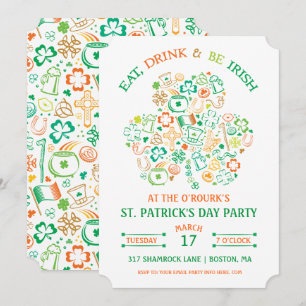Invitación Colorful Shamrock St. Patrick's Day Invitation