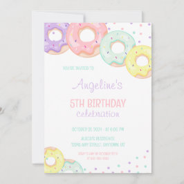 Invitación Colorful Sprinkle Donuts Kids Birthday